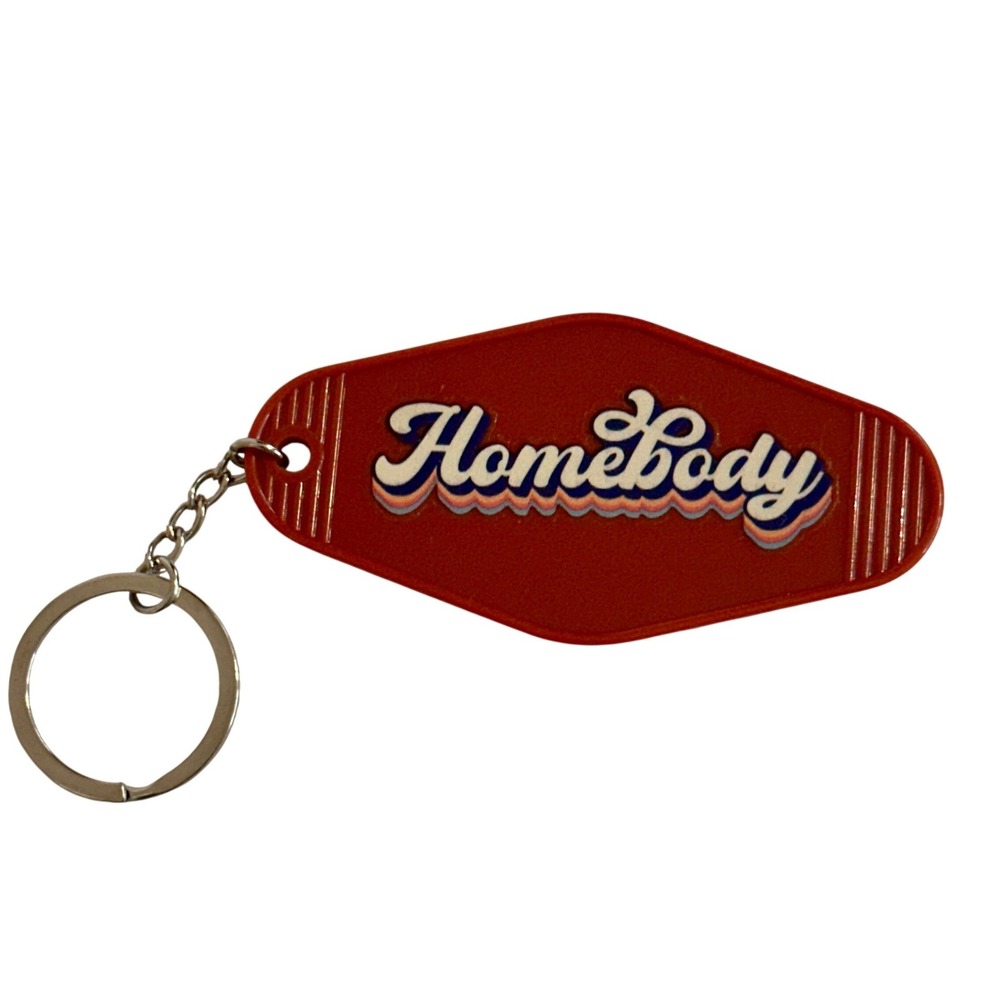 Homebody Retro Motel Keychain Red Vintage Style Handcrafted Introvert Key Fob